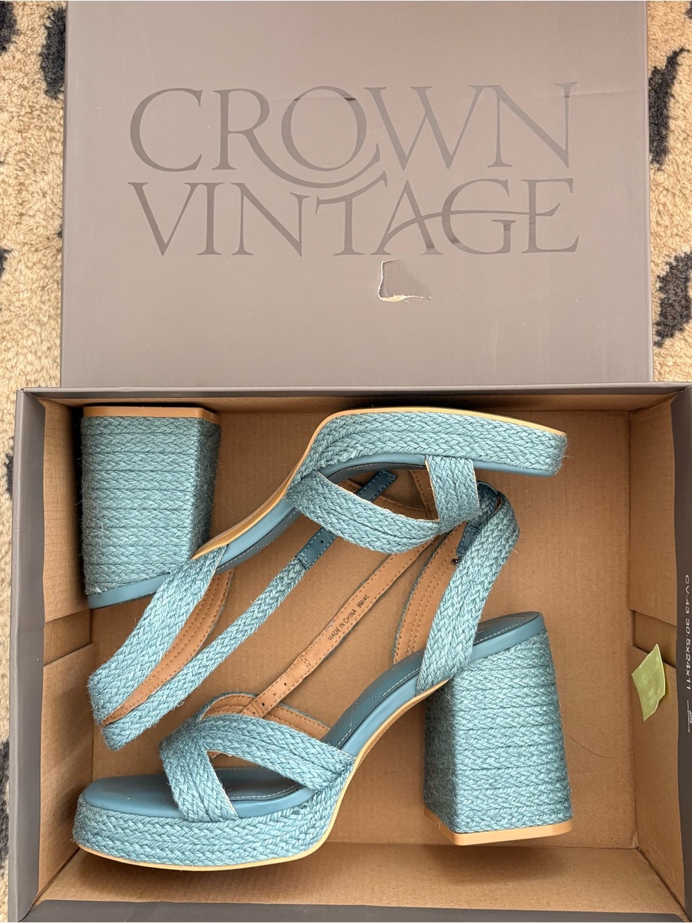 Crown Vintage Denim Blue Braided Platform Sandals